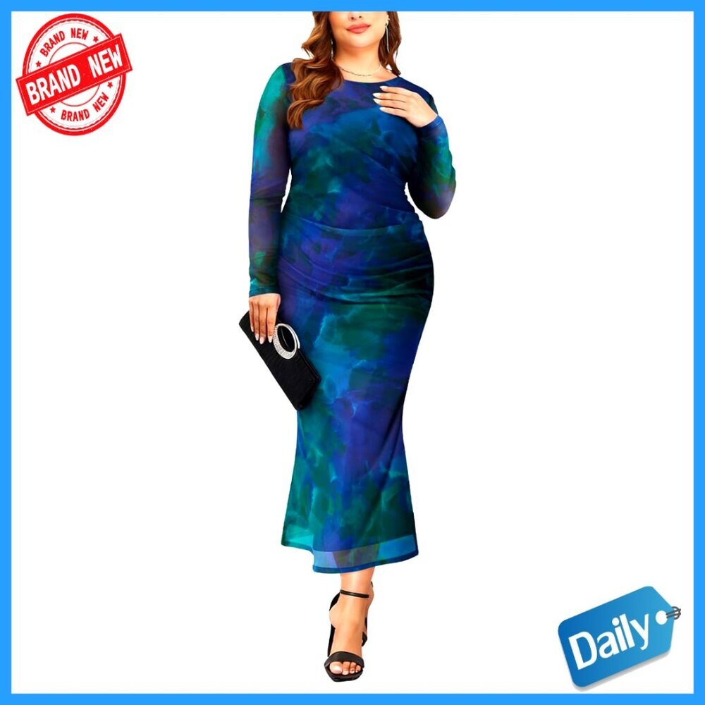 Floral Maxi Dress Long Sleeve Bodycon Cocktail Wedding Guest Party